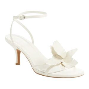 Open Edit Womens Zuri White 3D Flower Ankle Strap Bridal Sandal Size 10